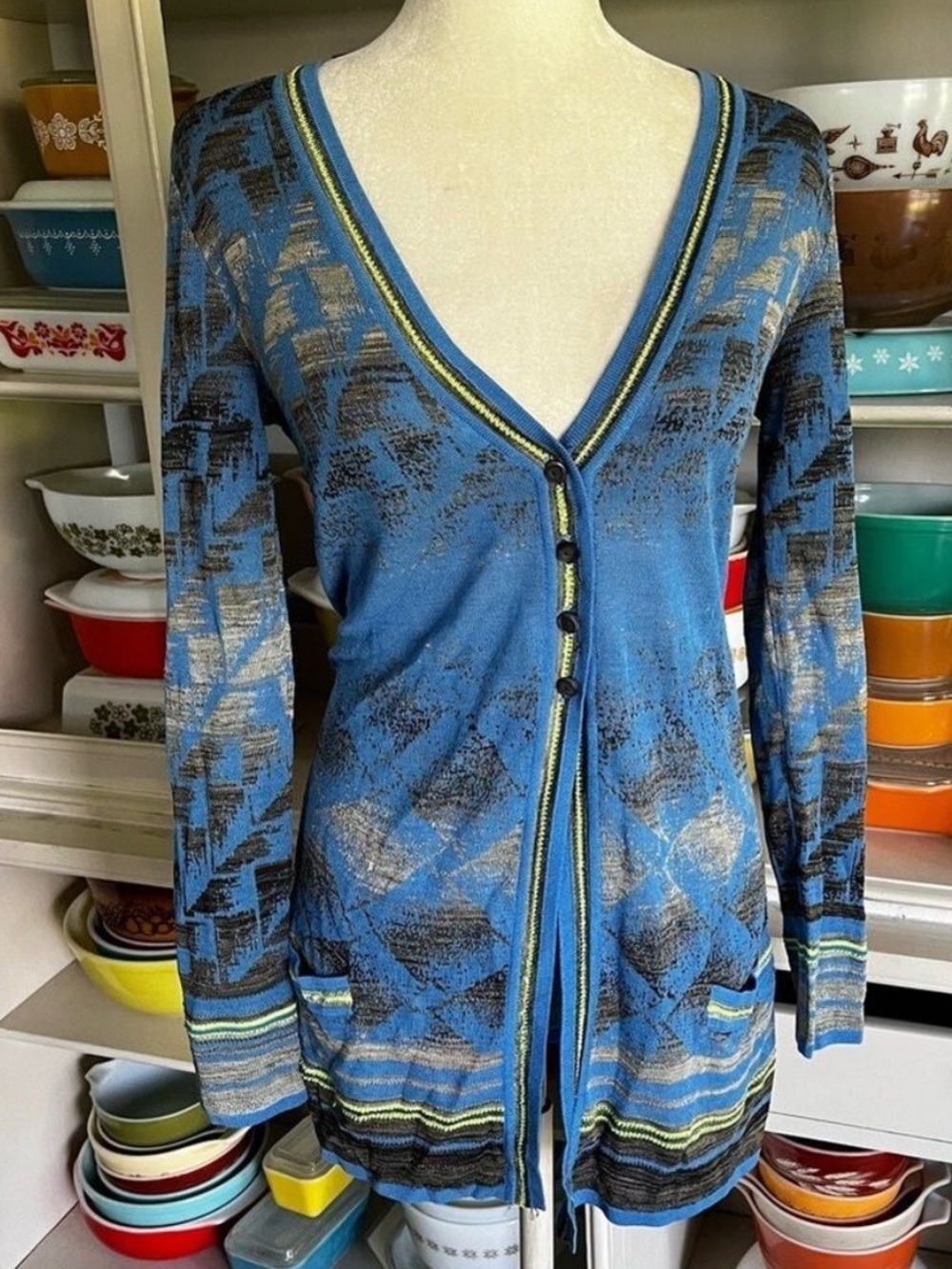 Diktons Barcelona Blue Button-Down Sweater - Size 6